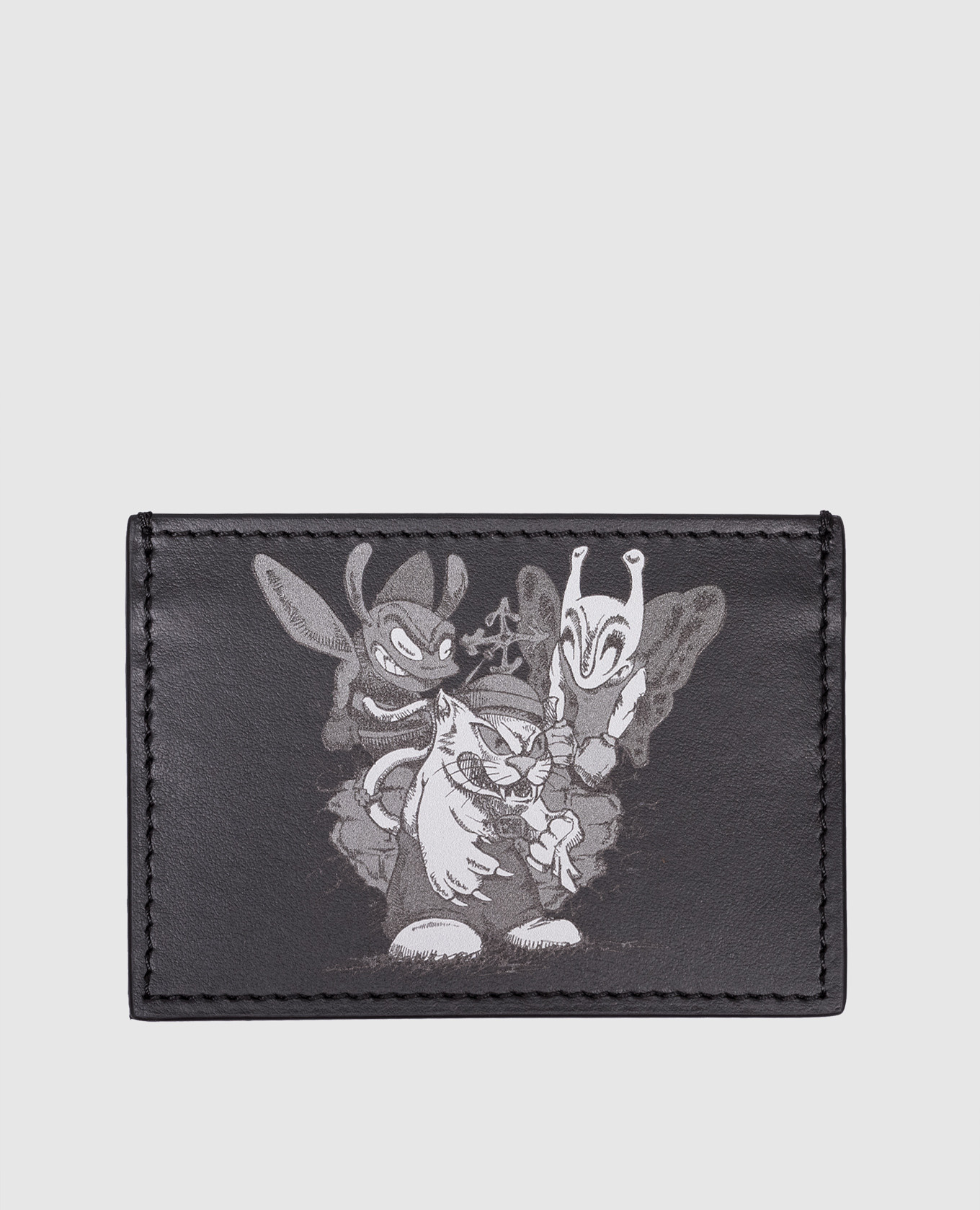 

Black leather card holder with brand print Off-White