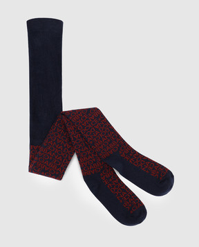 Dolce&Gabbana Children's blue tights with a logo pattern LBKAE9JBCDO