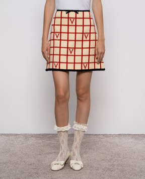 Valentino Beige plaid skirt with wool 7B3RADJ49JN