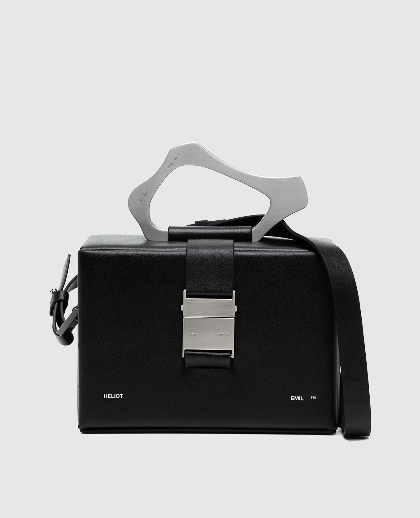 

Black leather cross-body bag with logo print Heliot Emil