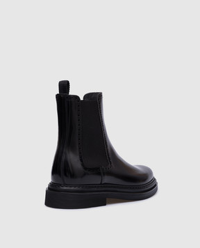 Dolce&Gabbana Black leather glossy Chelsea boots with perforations A60592A1203