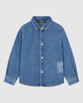 Versace Children's blue denim shirt with logo 10210651A15378