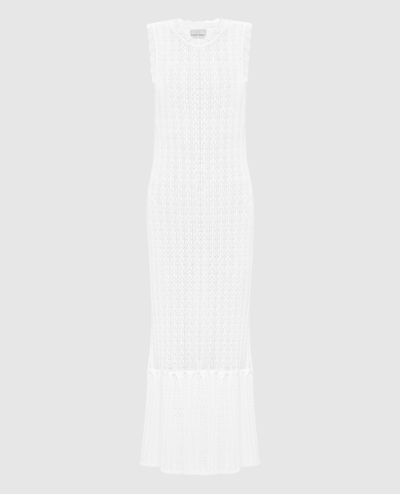 

White Molino ribbed maxi dress with flounce Lou Lou Studio