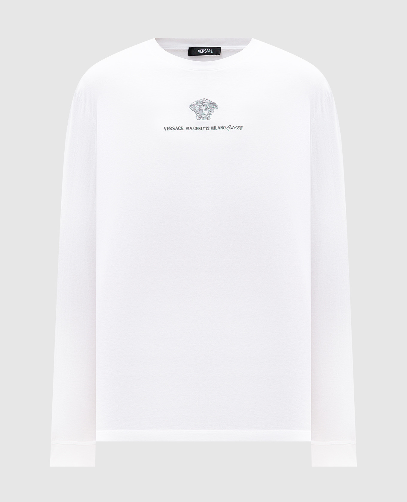 White long-sleeve shirt with Medusa Milano embroidery Versace