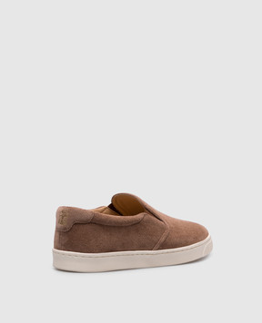 Brunello Cucinelli Brown suede slip-ons with emblem MZUSILN332