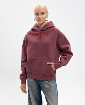 Palm Angels Burgundy hoodie with logo print PMBB17DF25FLE003w