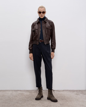 Brunello Cucinelli Blue cashmere and silk turtleneck M13800063P
