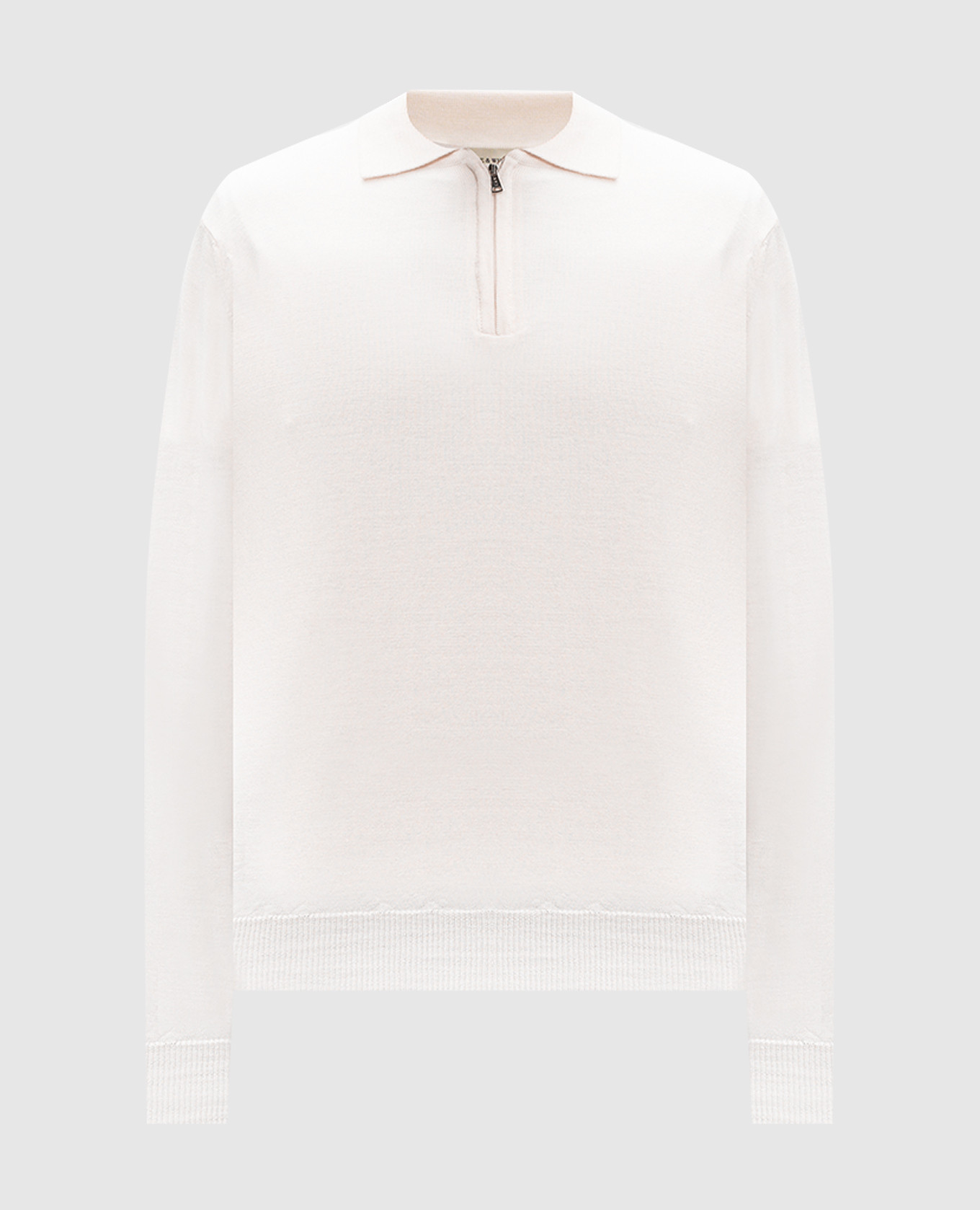 White merino wool polo shirt