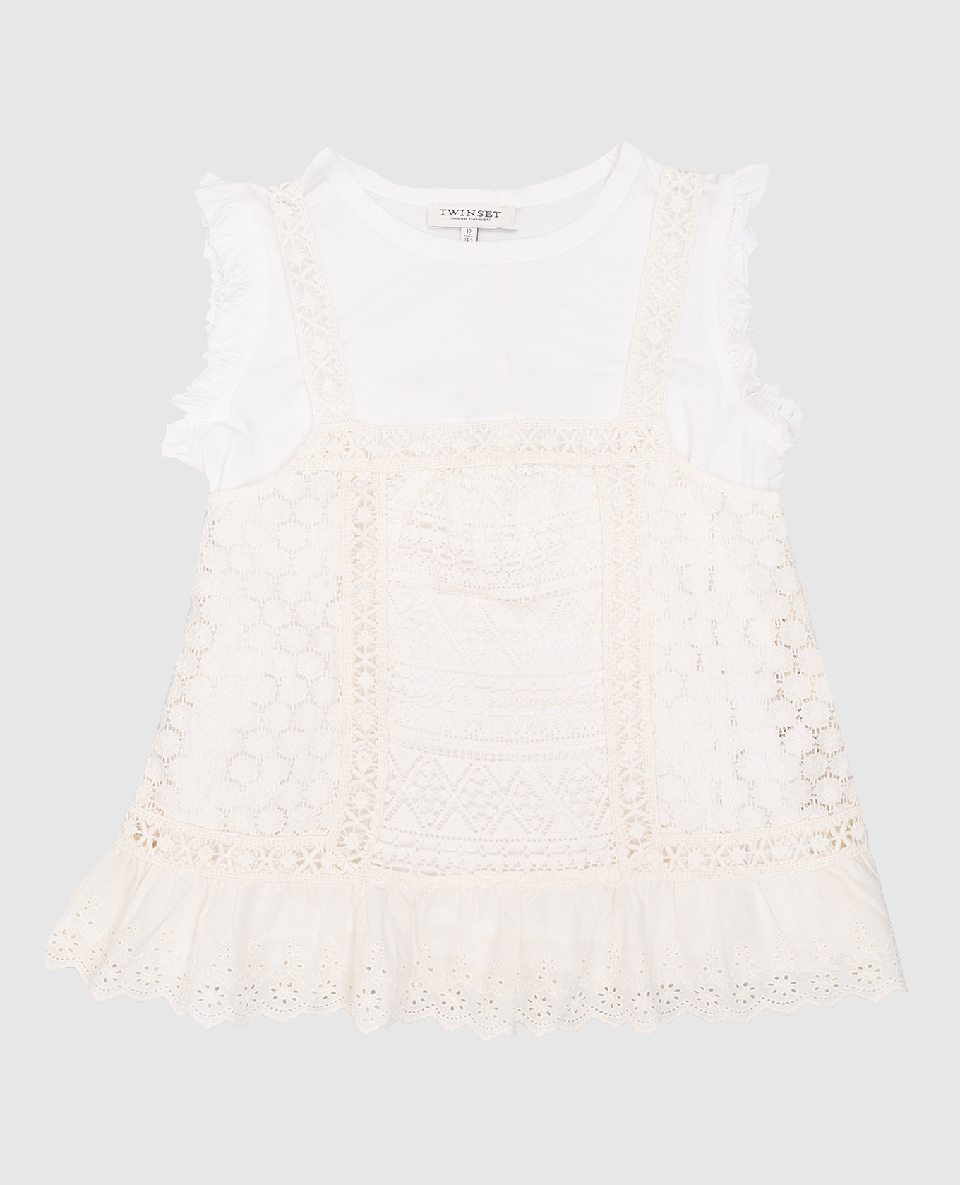 

Children's white top with lace double construction Twinset