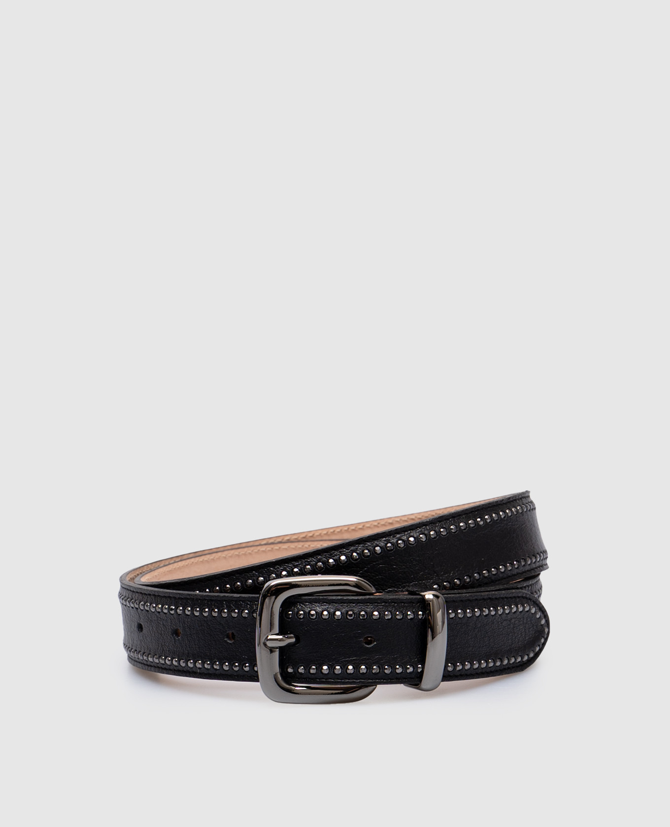 

Black leather strap with metal trim Peserico