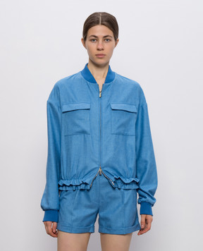 Enrico Mandelli Blue silk and cashmere bomber jacket 1D609A4527
