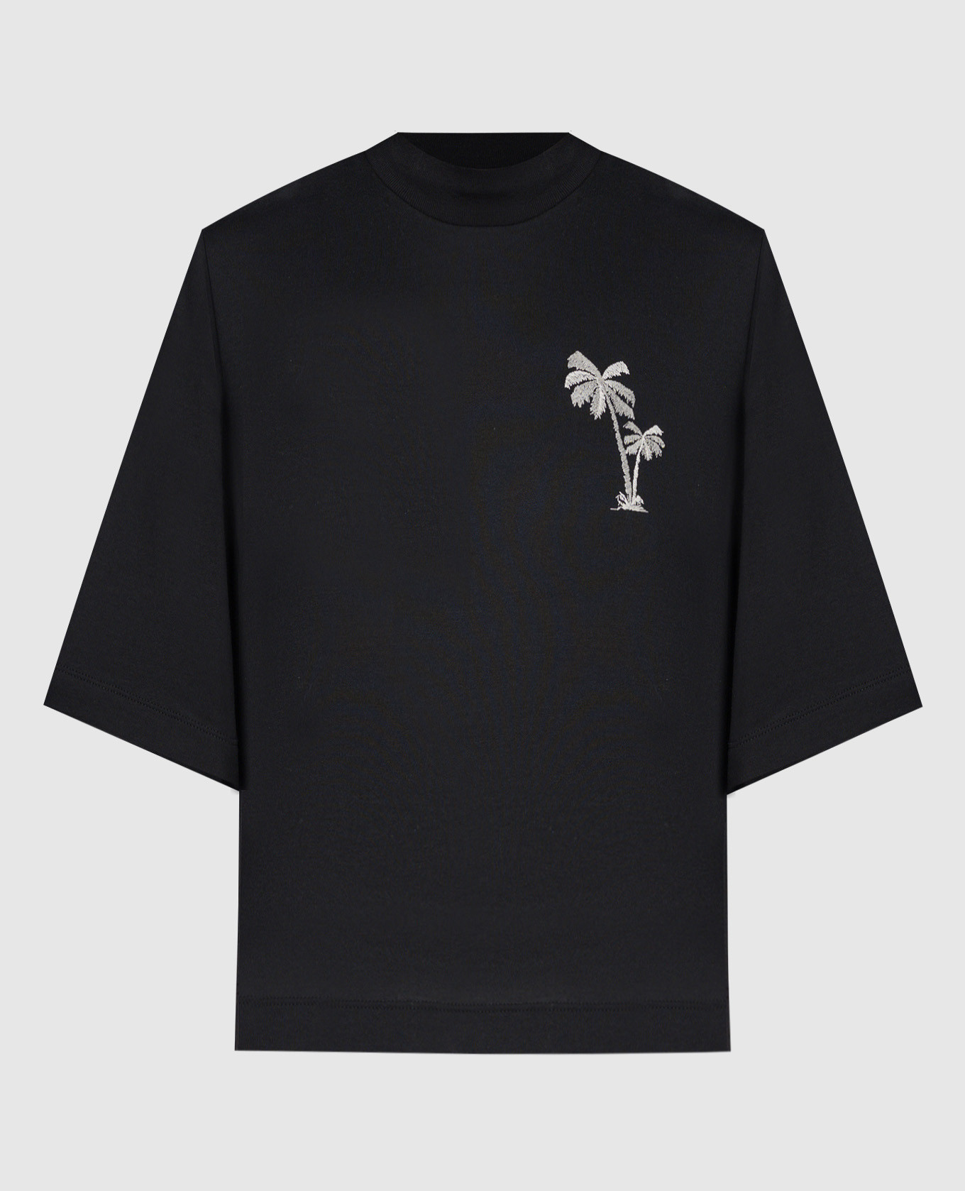 Black t-shirt with palm embroidery palm angels