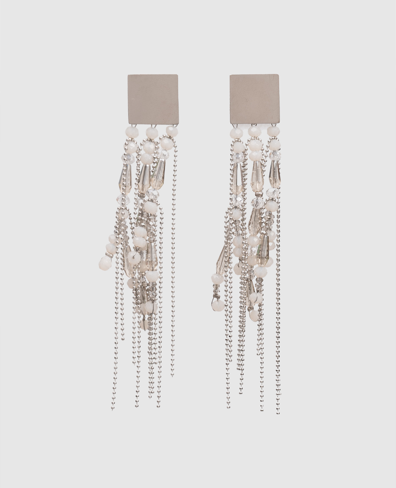 

Earrings with beads and monil chain Peserico, Silver