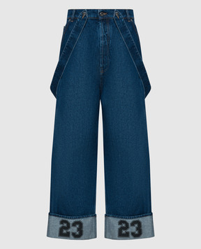Off-White Blue 90s Logo jeans with logo patch OMYA187S24DEN001