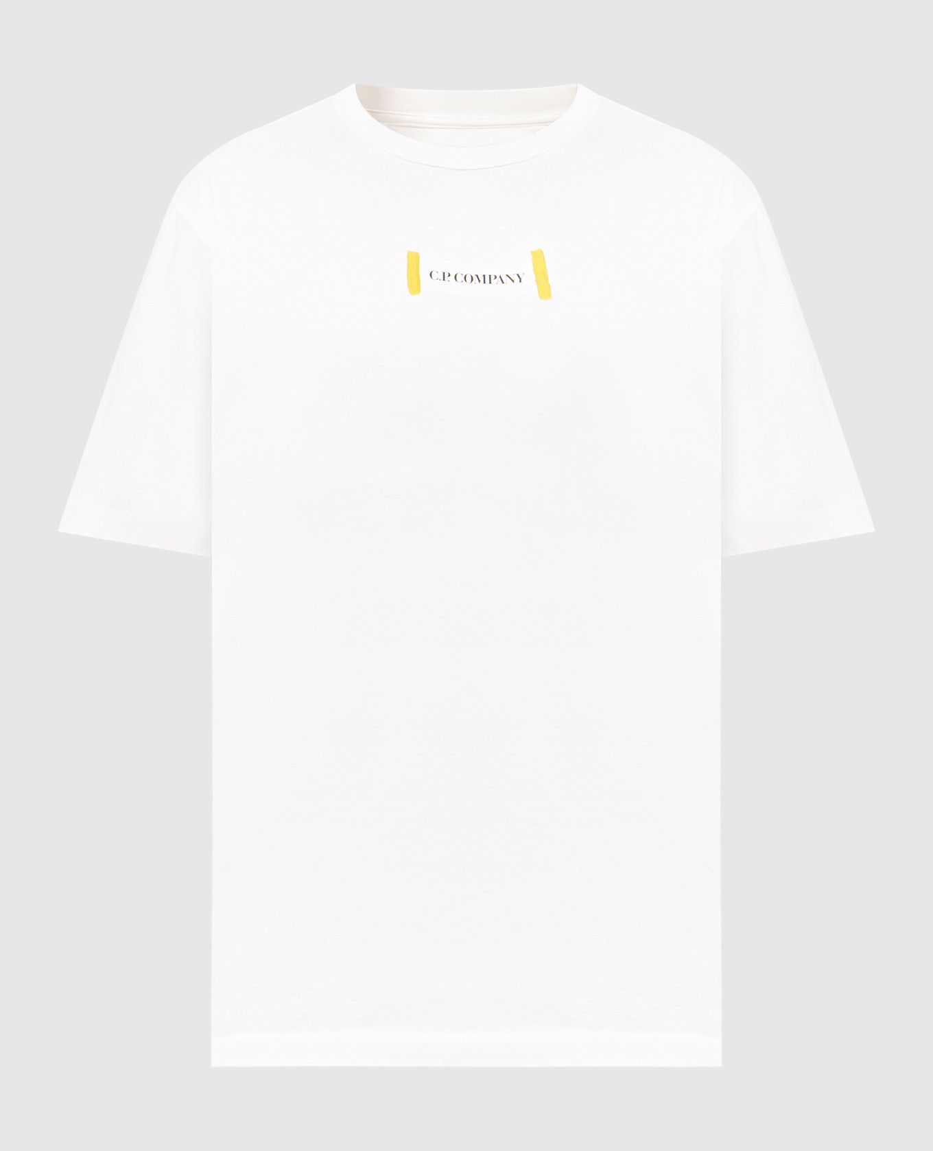 

White straight-cut T-shirt with logo print C.P. Company
