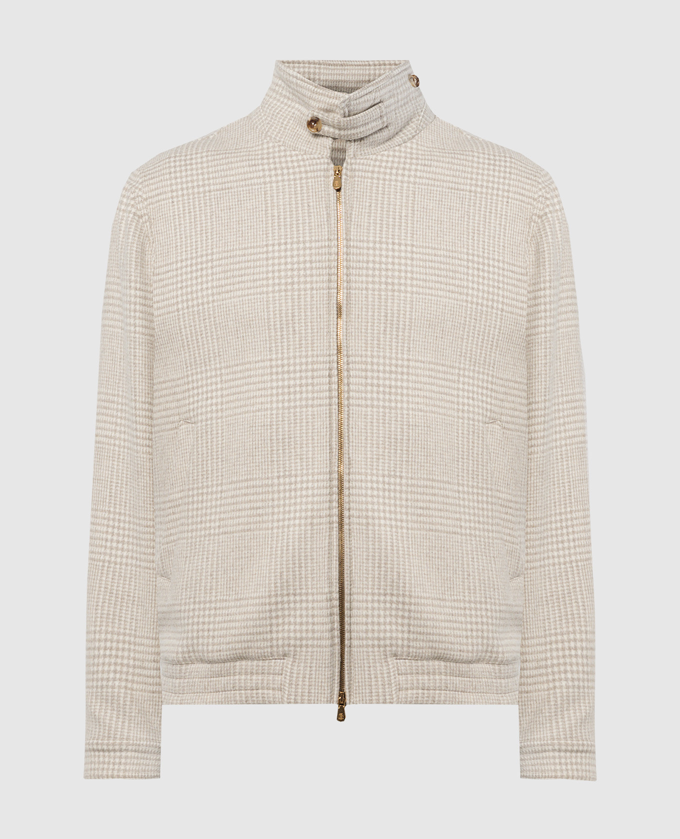 

Beige jacket with wool in a Windsor check Brunello Cucinelli