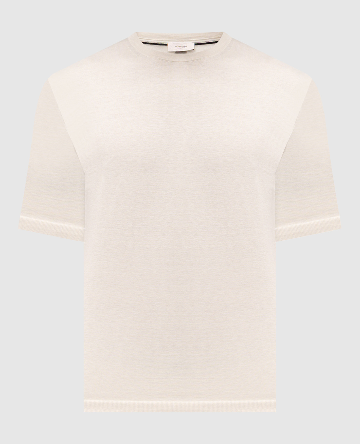 

Beige silk T-shirt with logo Agnona