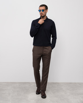Stefano Ricci Blue cashmere and silk polo shirt with logo K606125P30F25302