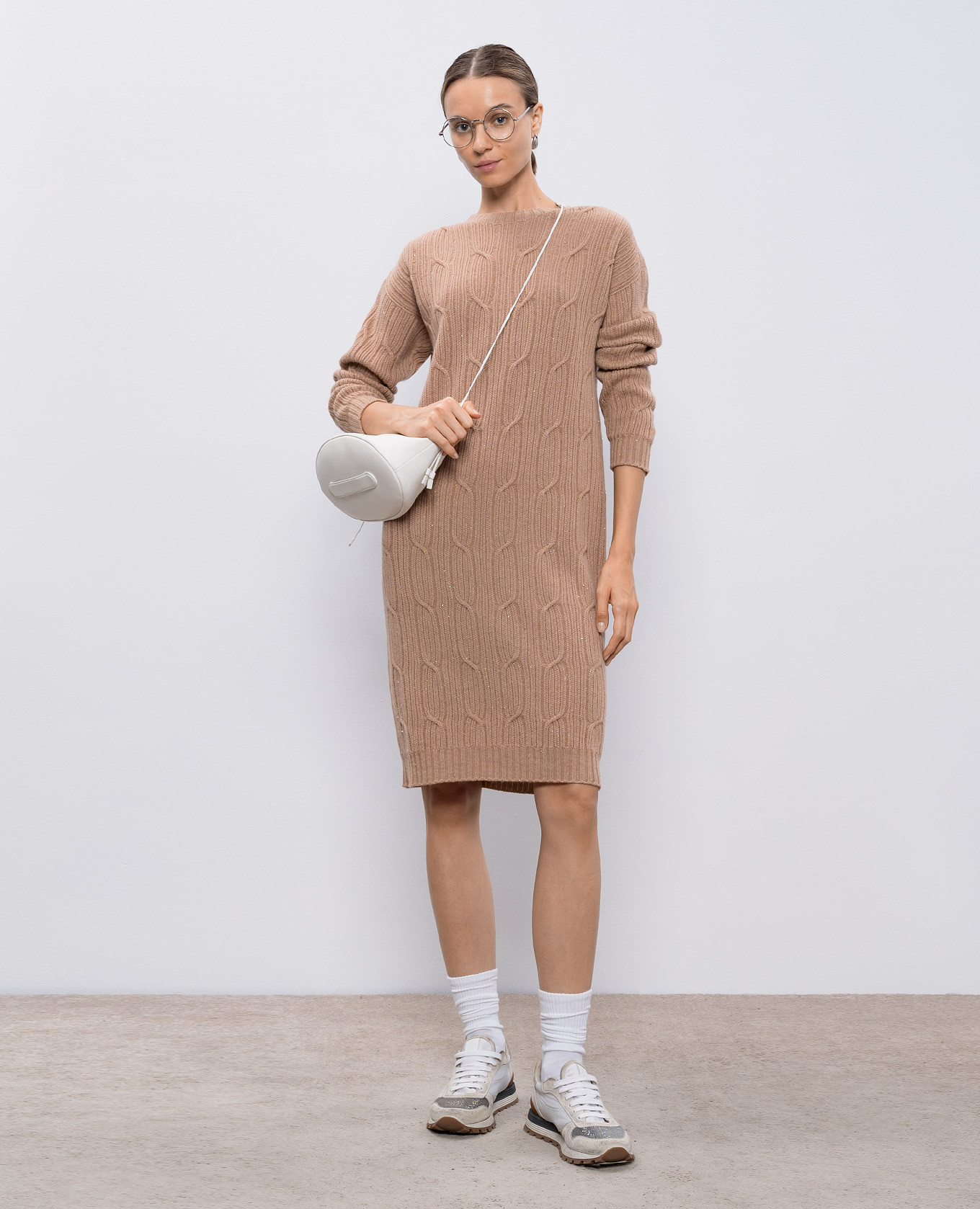 

Beige dress with wool, silk and cashmere with lurex Peserico
