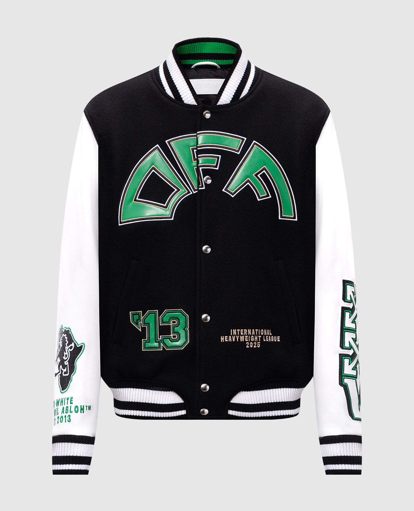 

Black Croco wool and leather combo bomber jacket Off-White