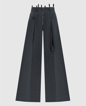 The Attico Gray wool trousers with metallic logo 248WCP148W055
