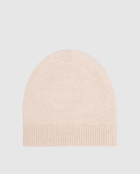 Stefano Ricci Beige cashmere hat with embroidered monogram logo K606040CUFF25305