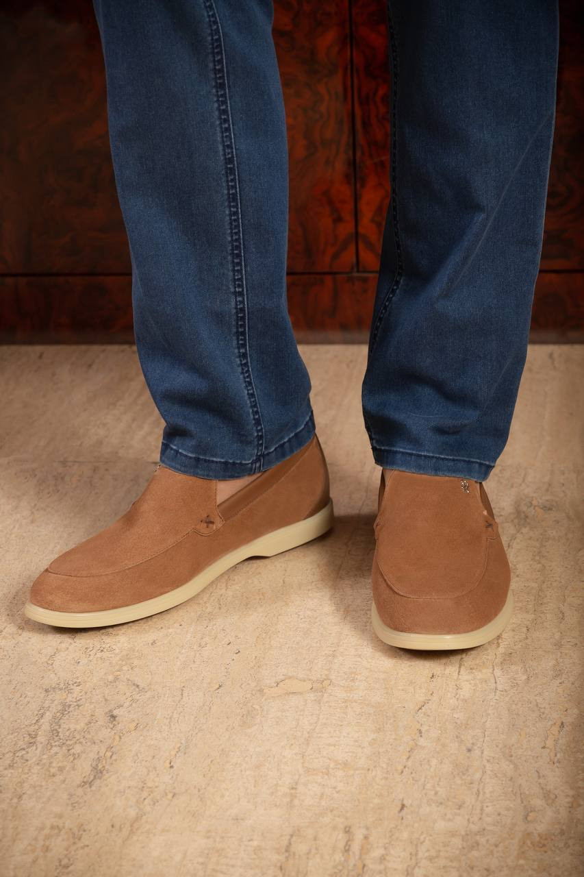 

Brown suede loafers with monogram logo Stefano Ricci