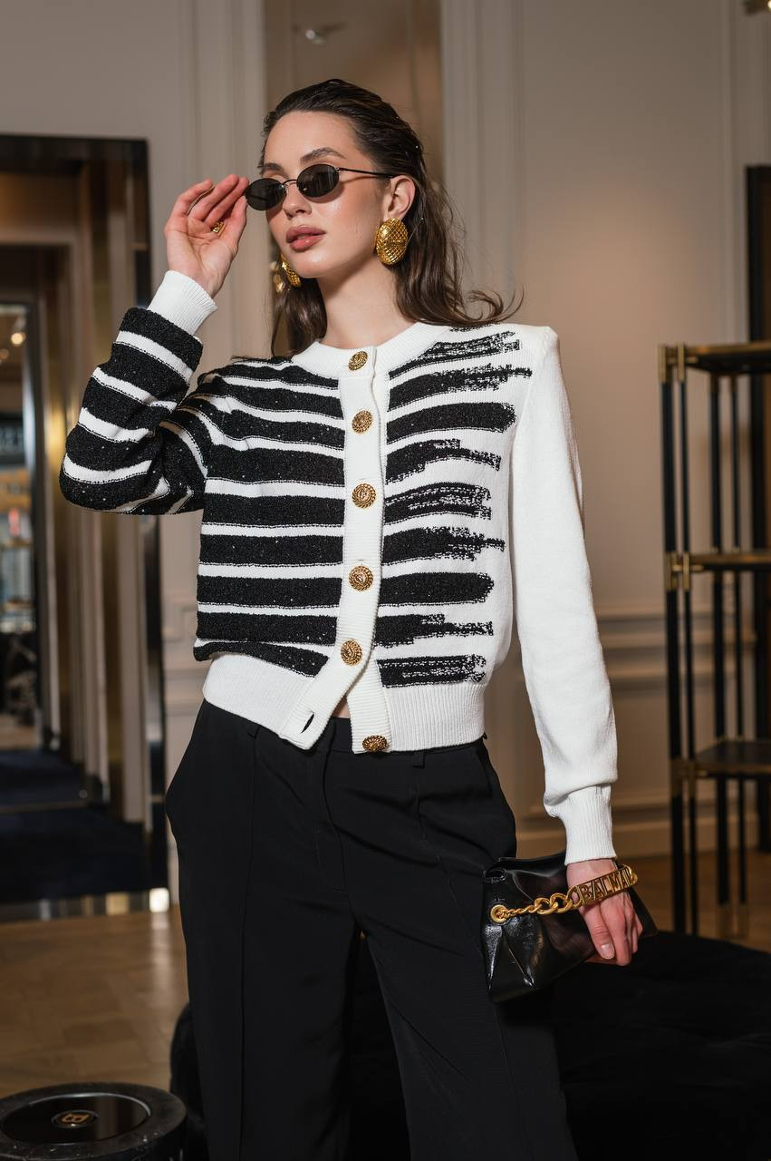 

White striped cardigan Balmain
