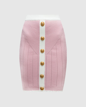 Balmain Pink skirt in a textured pattern CF0LC009KG41