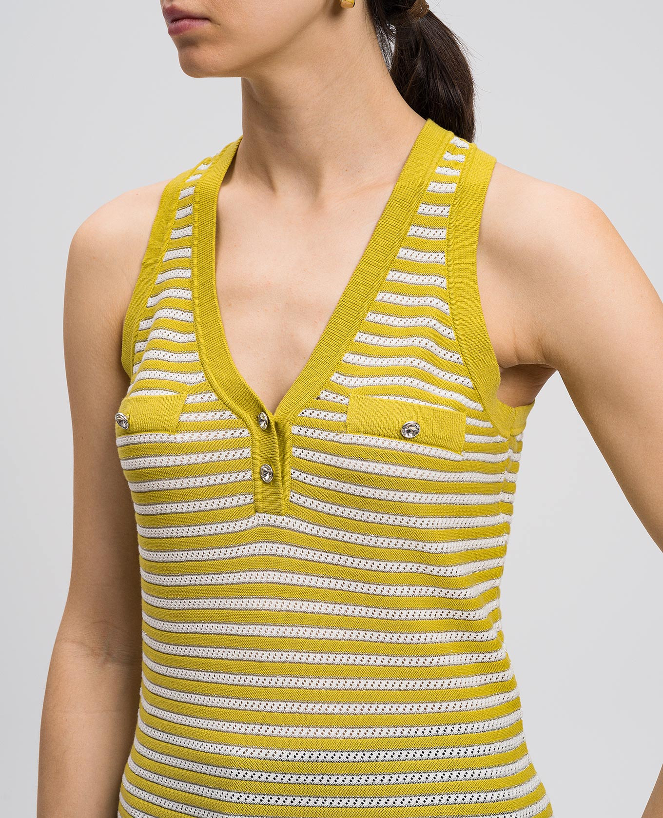 

Green striped top with lurex Twinset