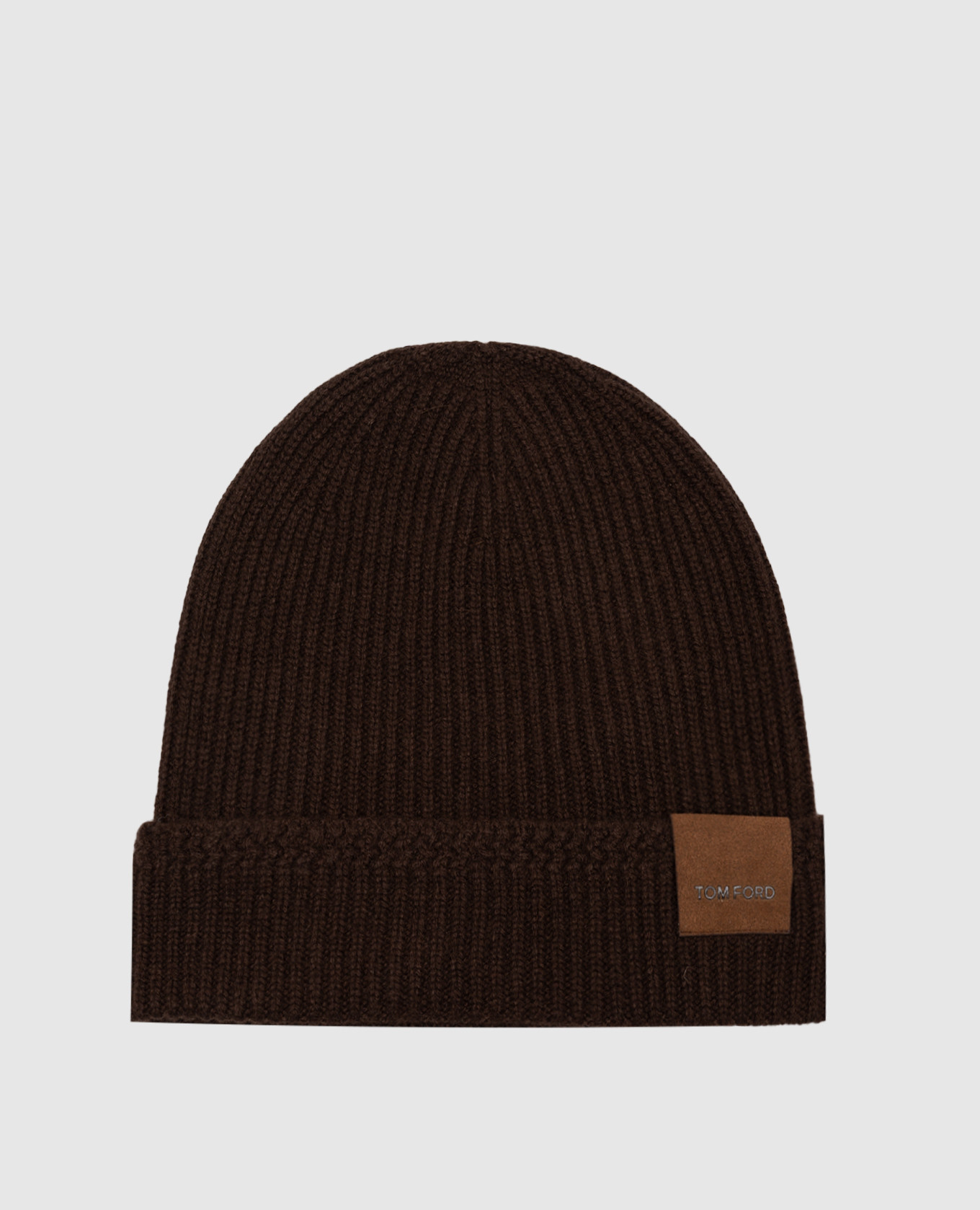 Brown cashmere hat with logo Tom Ford