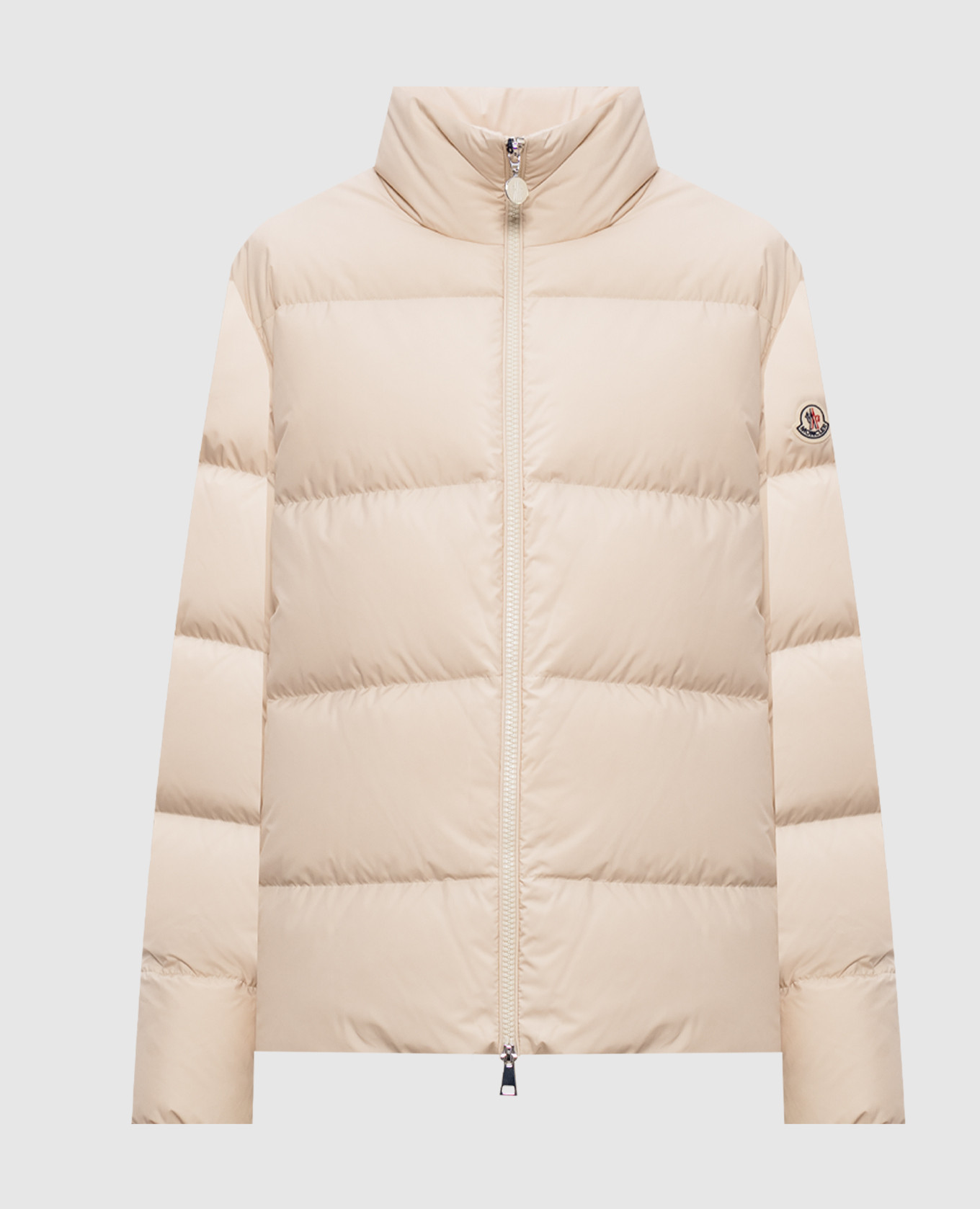 Beige down jacket with logo patch Moncler