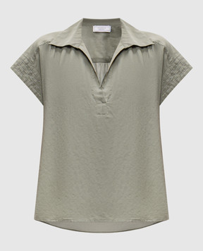 Peserico Green blouse with monil chain S06173L100481