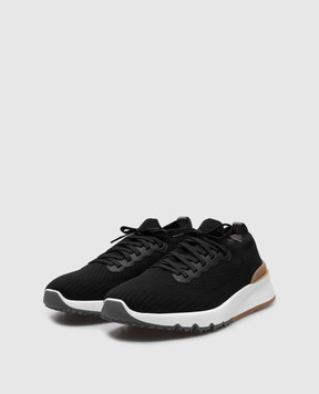 Brunello Cucinelli Black sneakers with textured logo MZUPMBO252