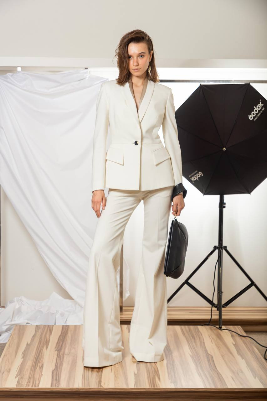 

White BOOTCUT flared pants with wool Del Core