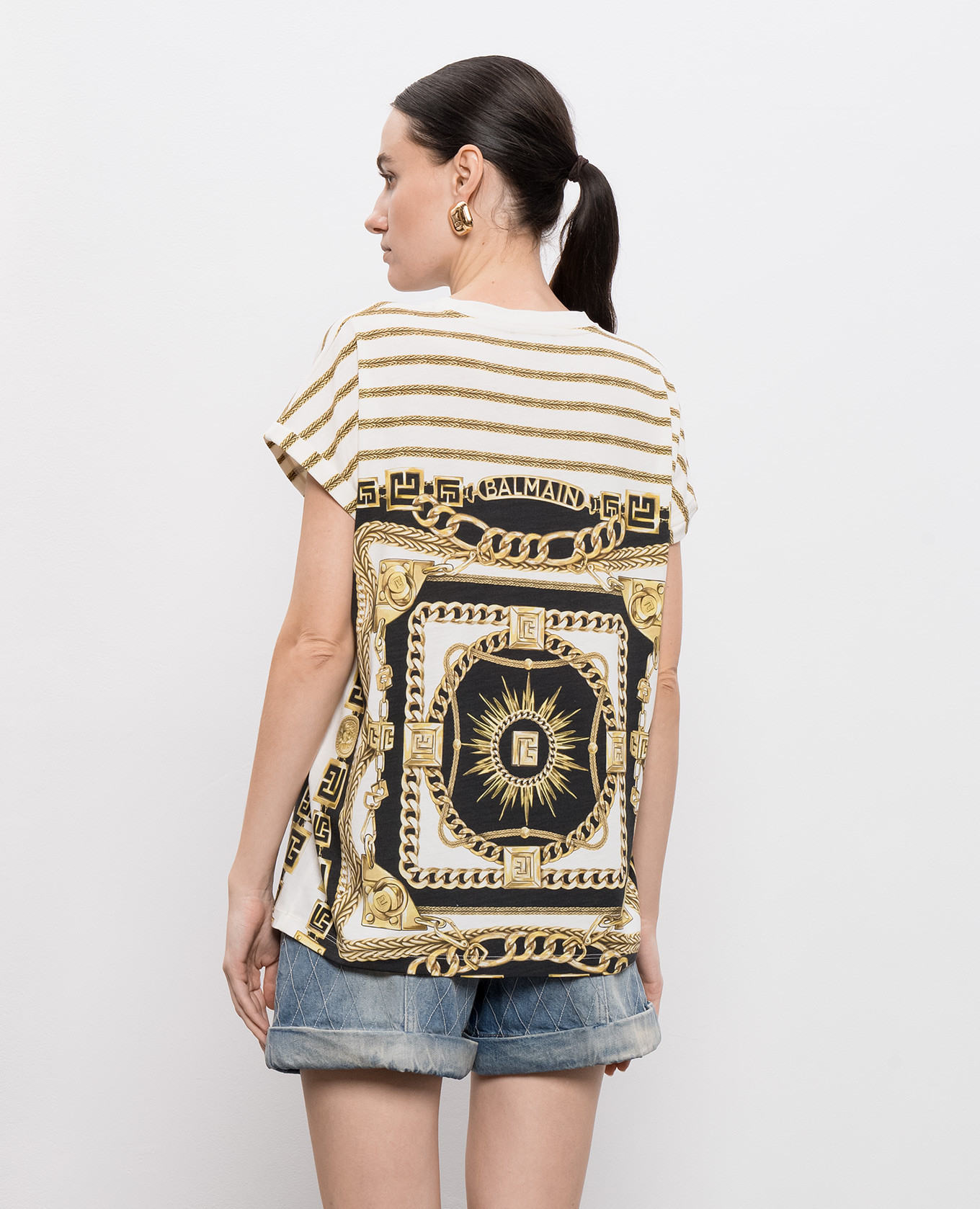 

White T-shirt with Balmain Chain print Balmain