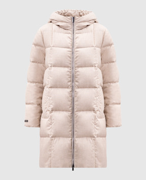 Peserico Beige quilted down jacket with monil chain S24105D01945