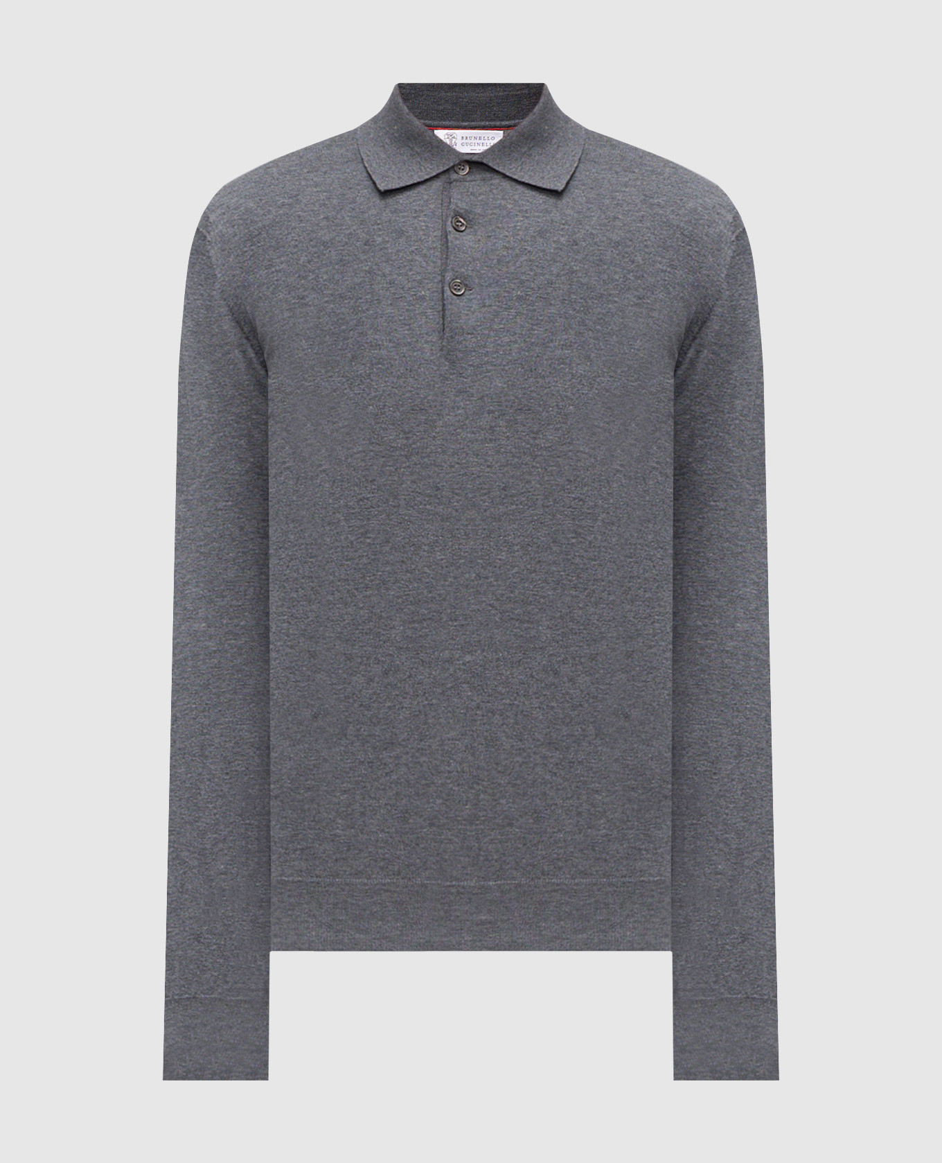Gray long-sleeved polo shirt Brunello Cucinelli