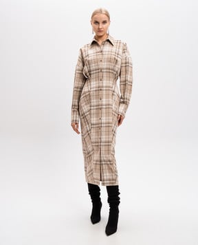 The Attico Beige check shirt dress 250WCW00187CCC050AA