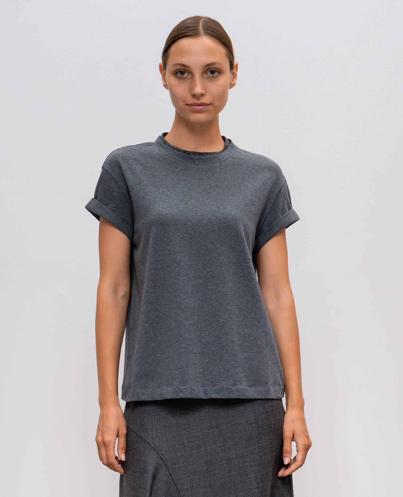 

Gray t-shirt with monil chain Brunello Cucinelli, Grey