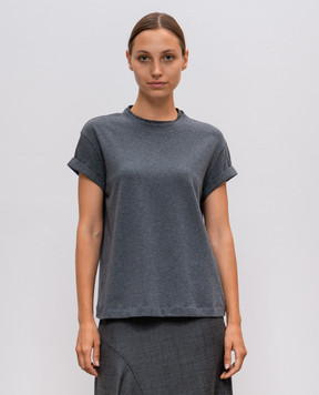 Brunello Cucinelli Gray t-shirt with monil chain M0T18BD200