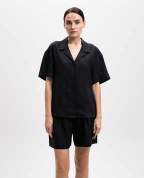 Asceno Prague black linen shirt T022F06C01