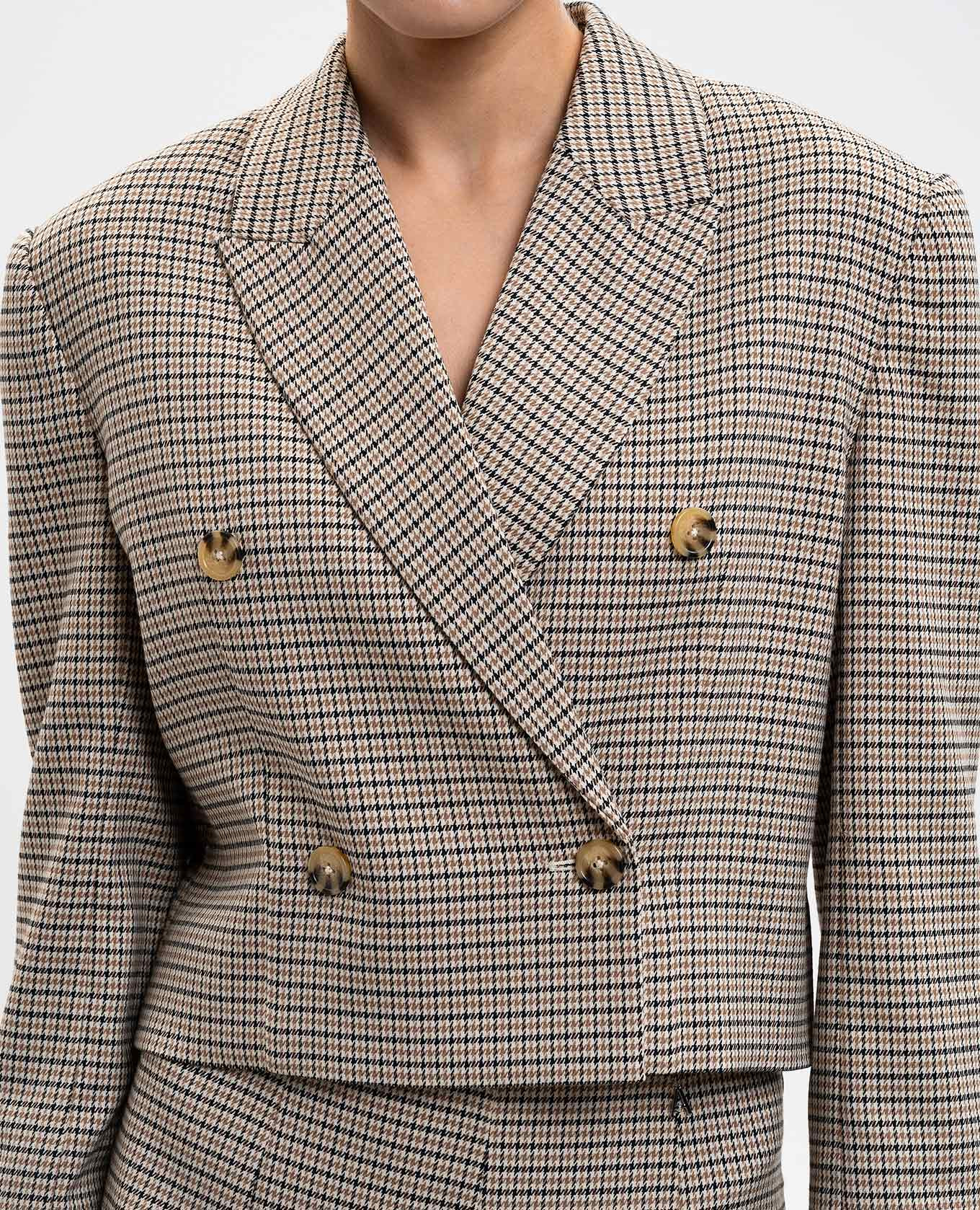 Beige double-breasted jacket with a pattern Twinset 5
