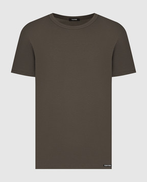 Tom Ford Khaki t-shirt with logo patch T4M081040