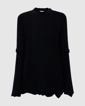 Helmut Lang Black wool sweater with cutouts O07HW703