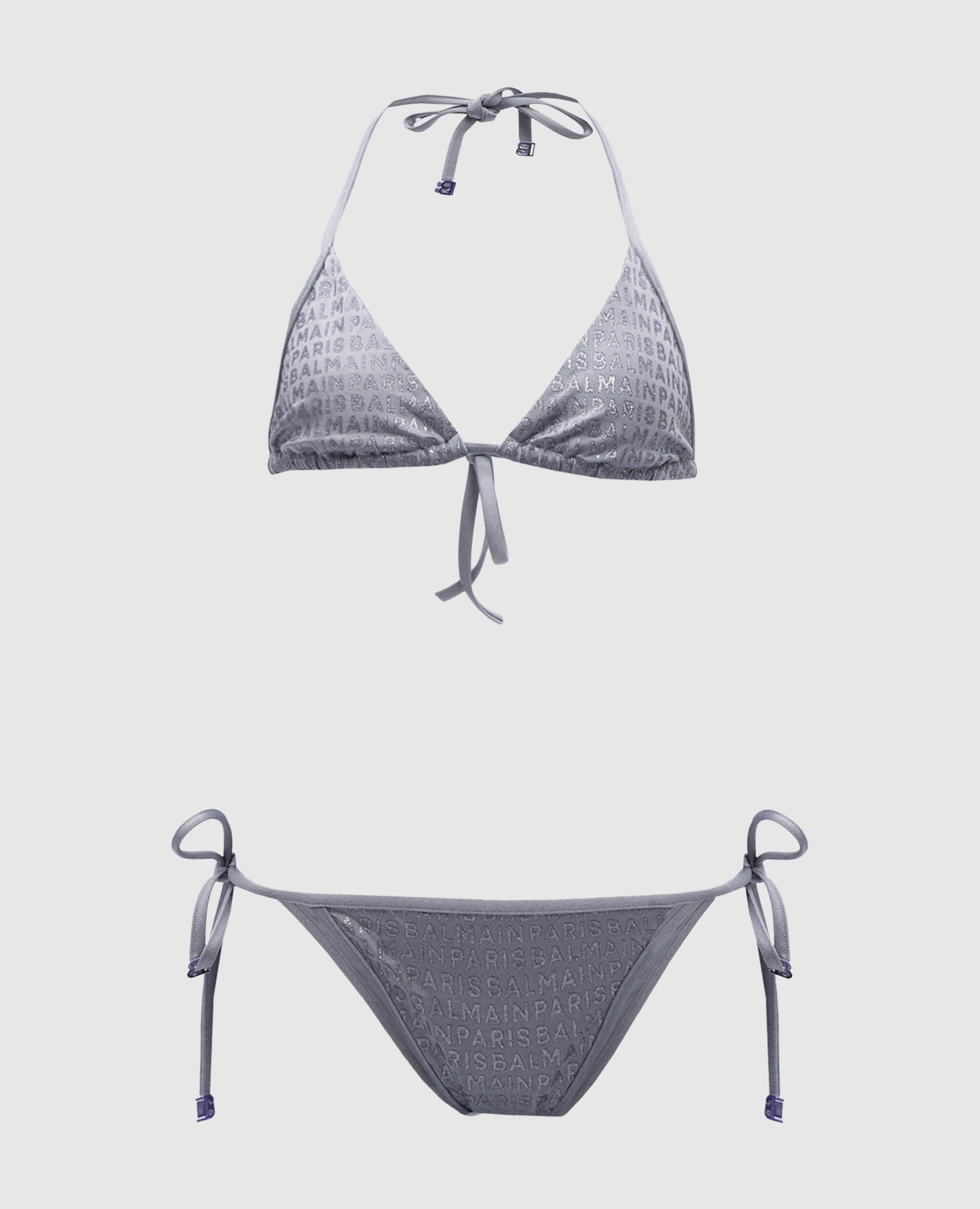 

Gray swimsuit with glitter logo print Balmain, Grey