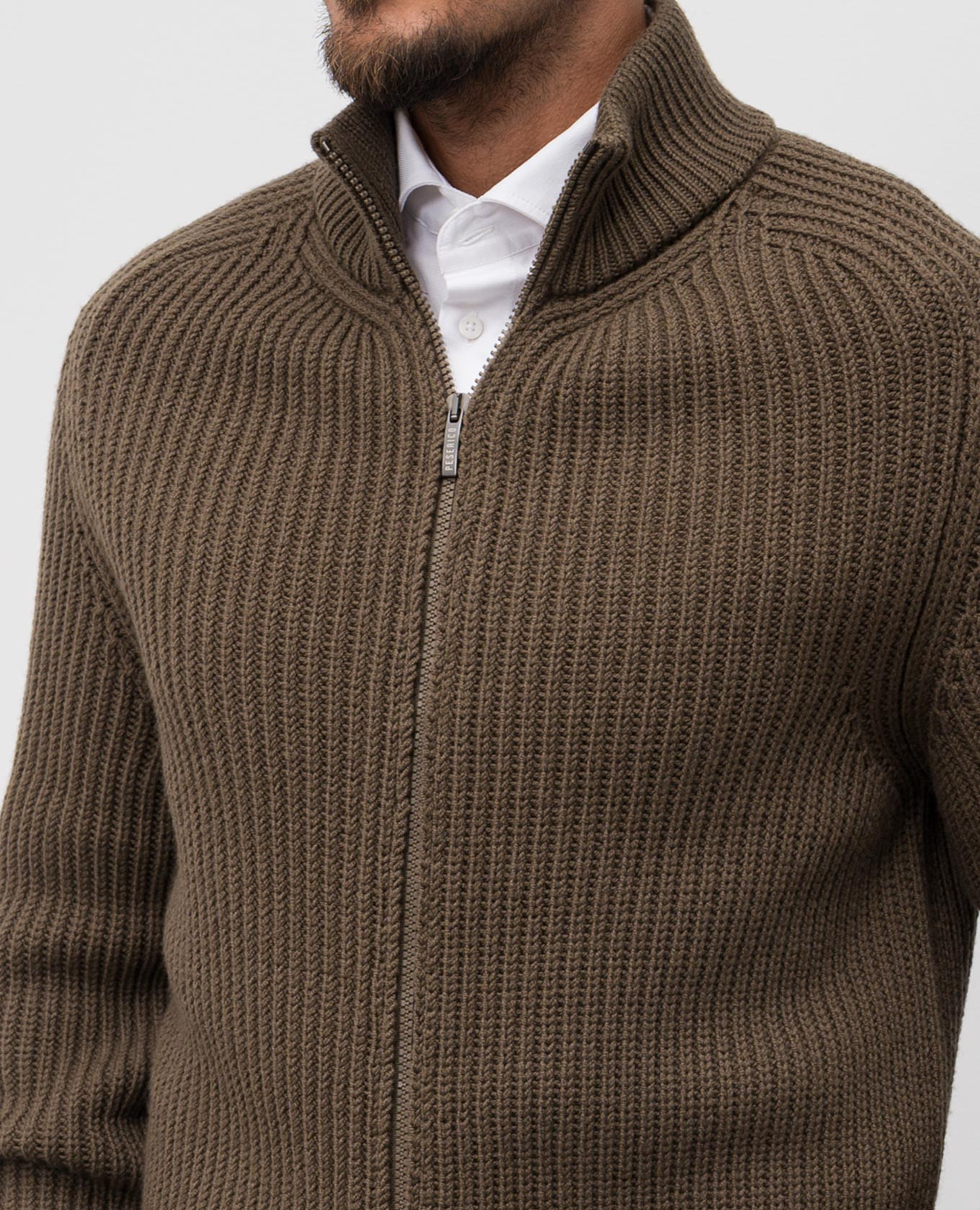 Khaki wool cardigan Peserico 5