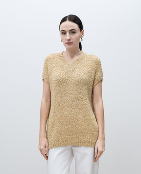 Agnona Yellow silk, cashmere and linen vest KV090200U030M