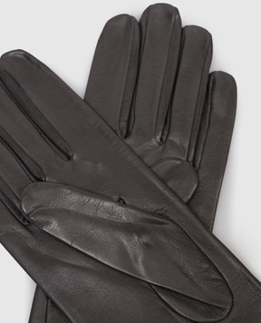 Sermoneta Gloves Grey leather gloves with slit 301B2BT