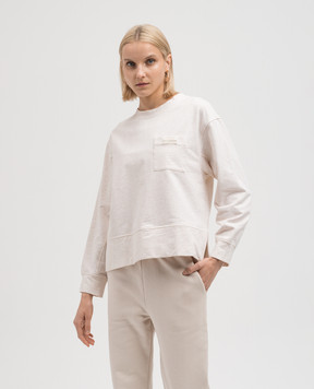 Peserico Beige sweatshirt with logo patch S12501J00D02347